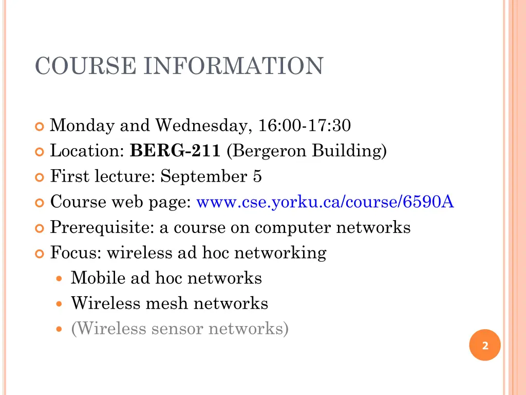 course information