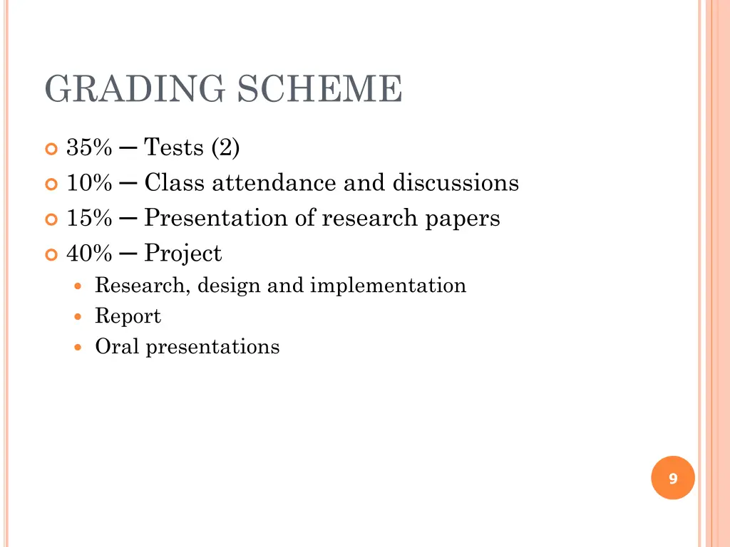 grading scheme