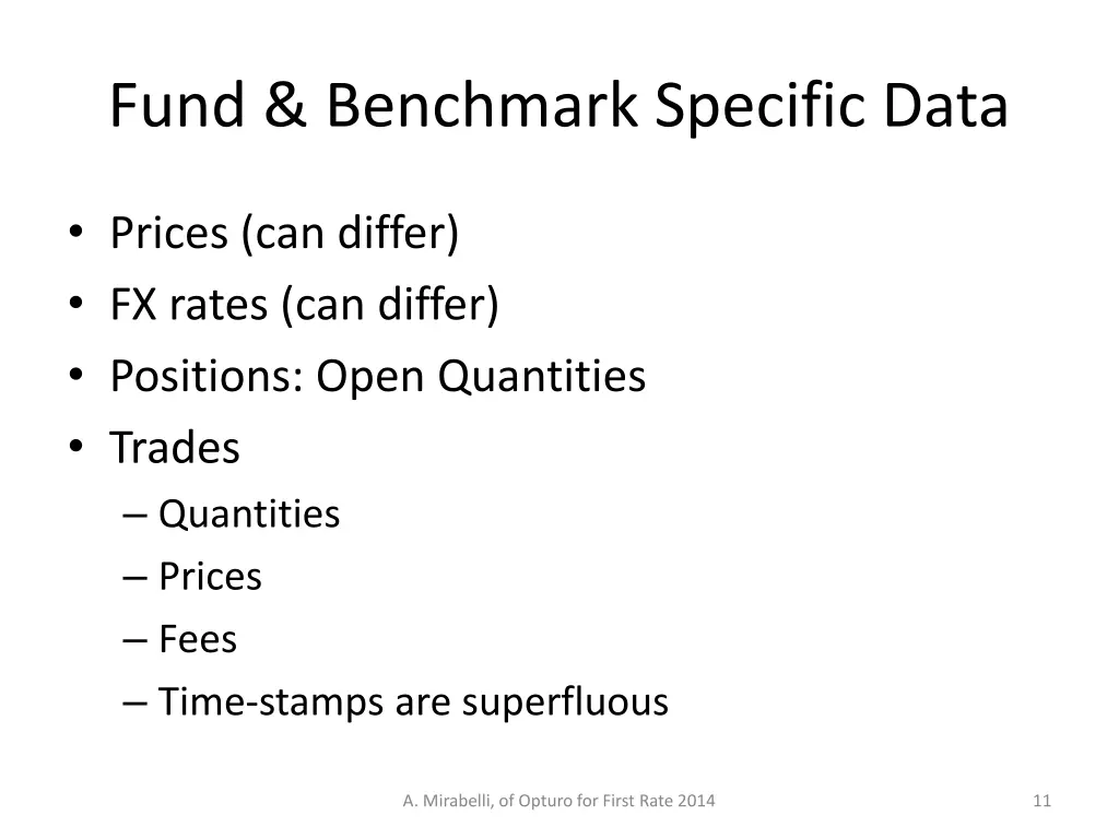 fund benchmark specific data