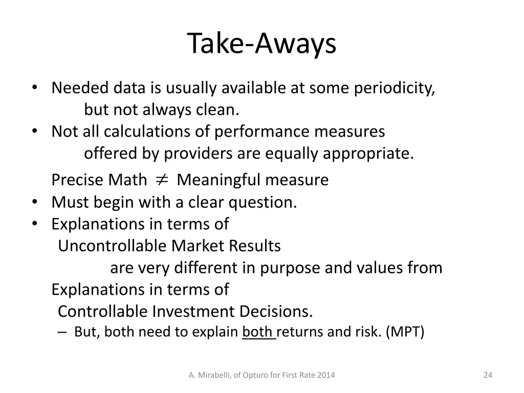 take aways