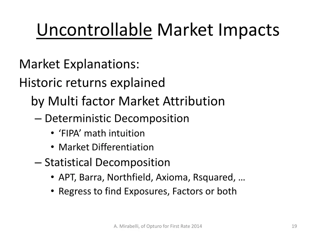 uncontrollable market impacts 1