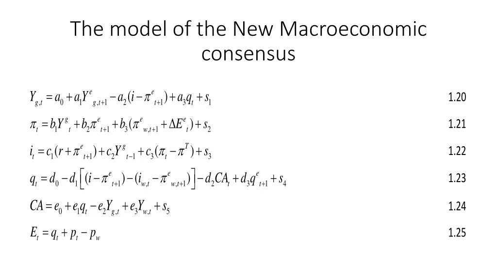 the model of the new macroeconomic consensus