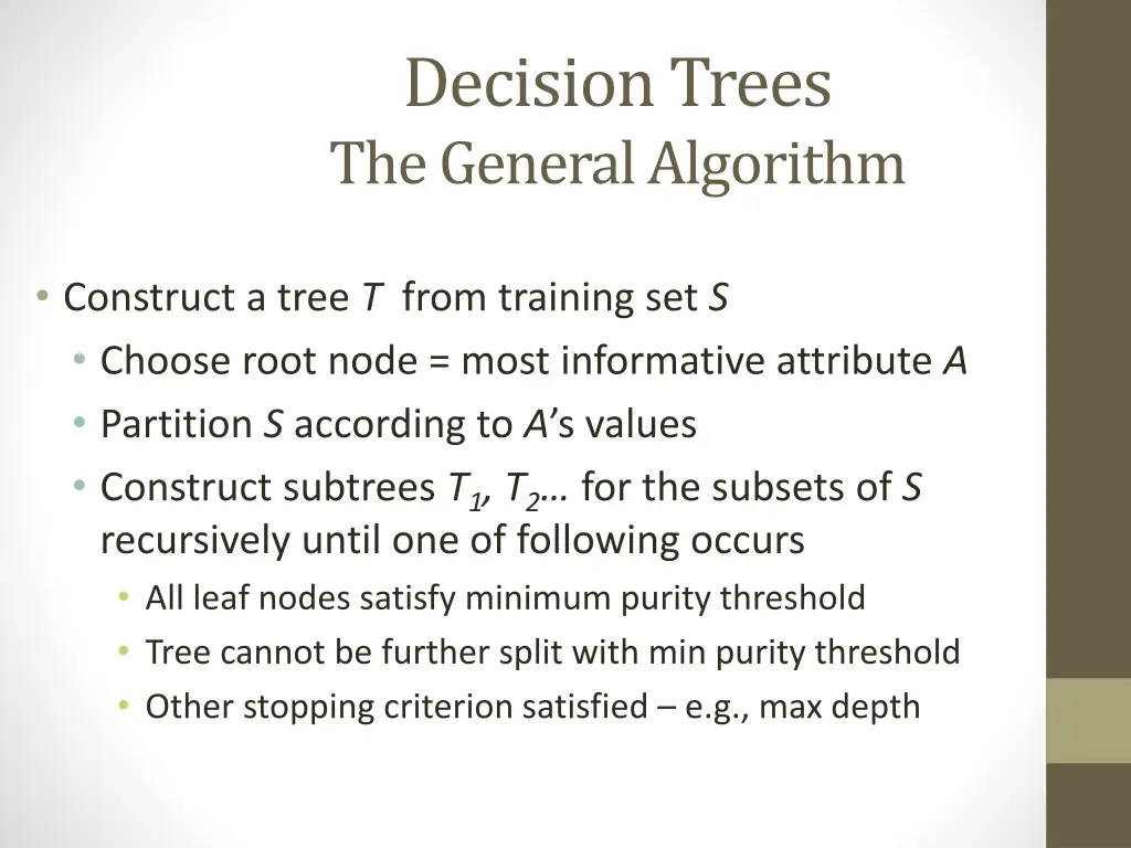 decision trees the general algorithm 2