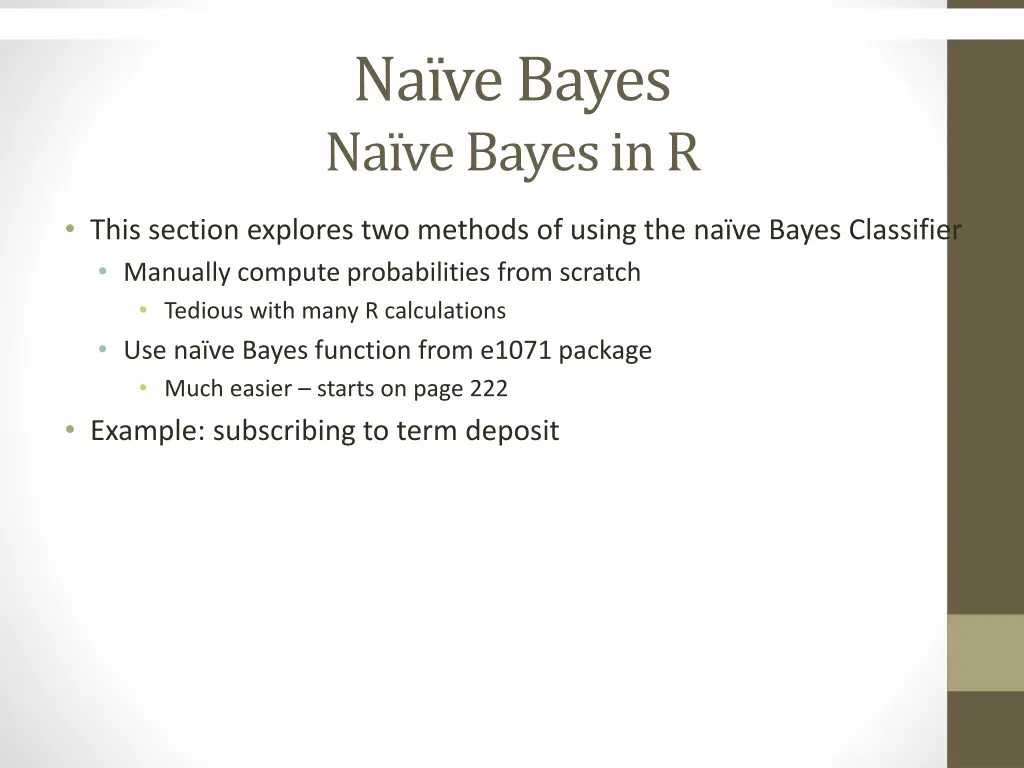 na ve bayes na ve bayes in r