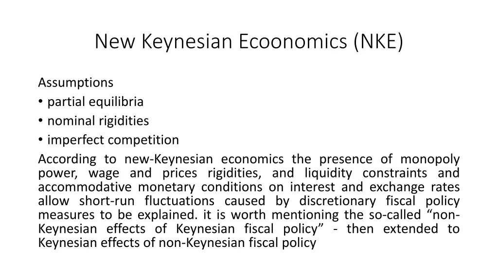 new keynesian ecoonomics nke