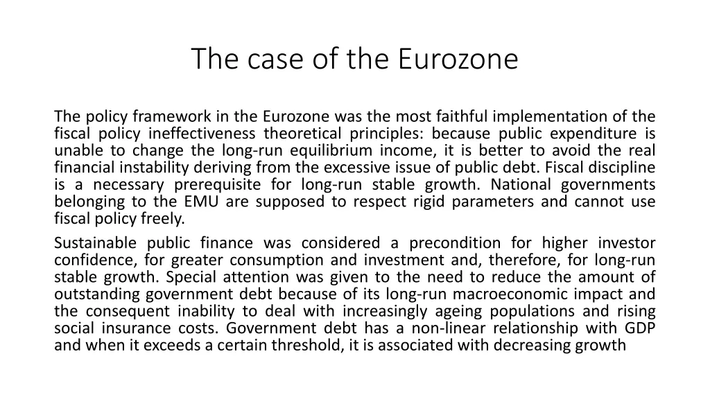 the case of the eurozone