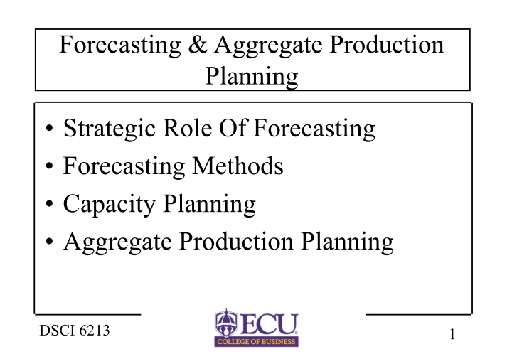 forecasting aggregate production planning