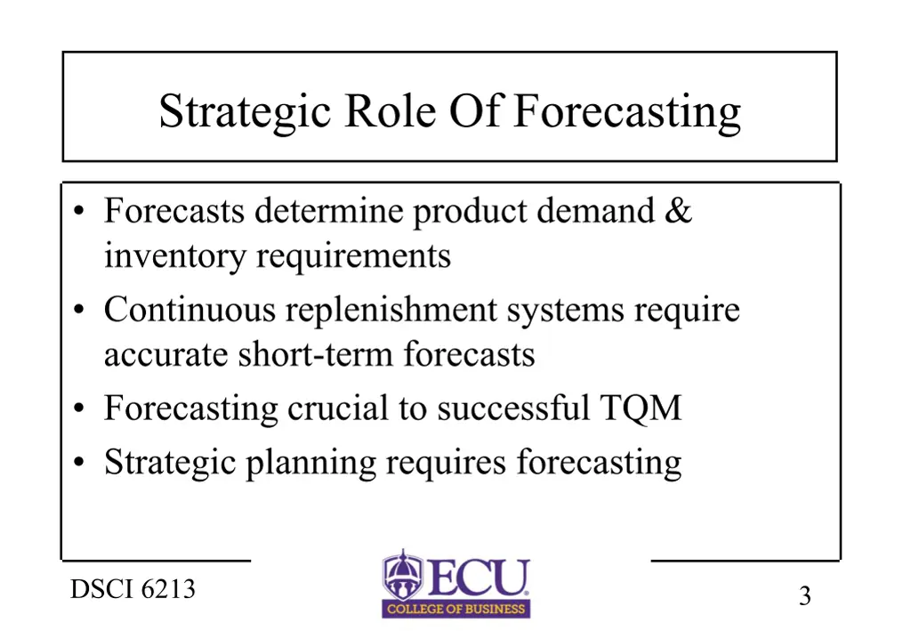 strategic role of forecasting