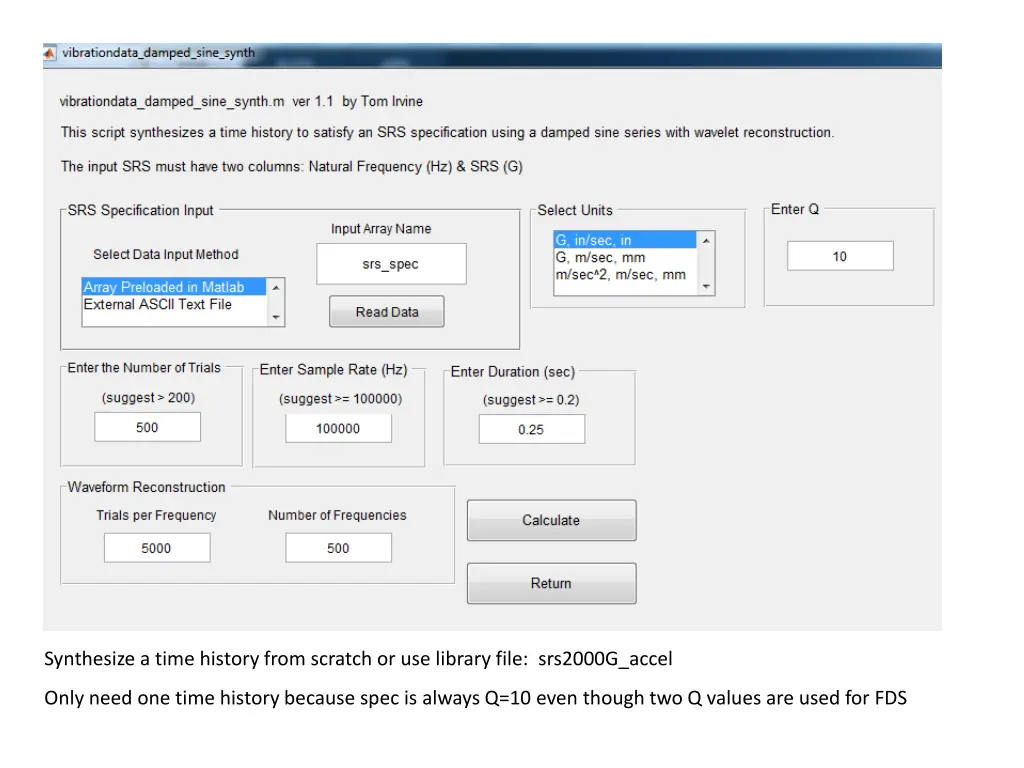 synthesize a time history from scratch