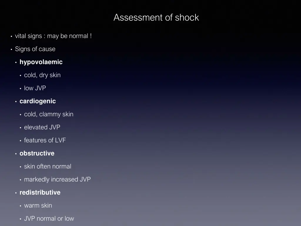 assessment of shock