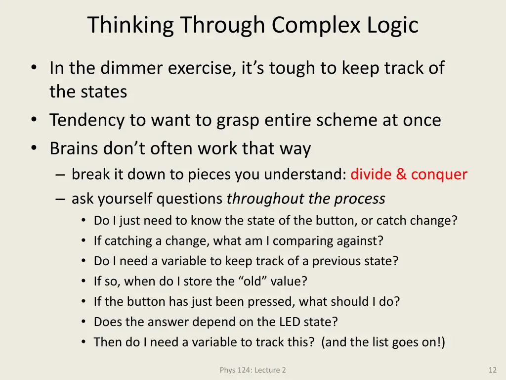 thinking through complex logic