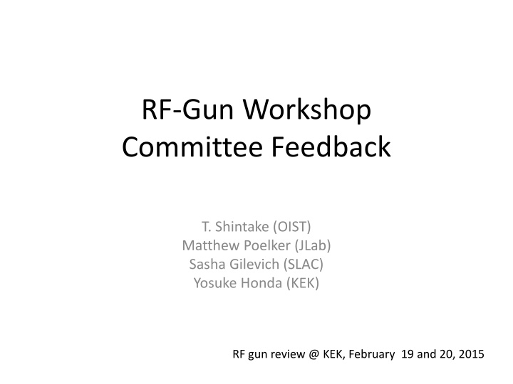 rf gun workshop committee feedback
