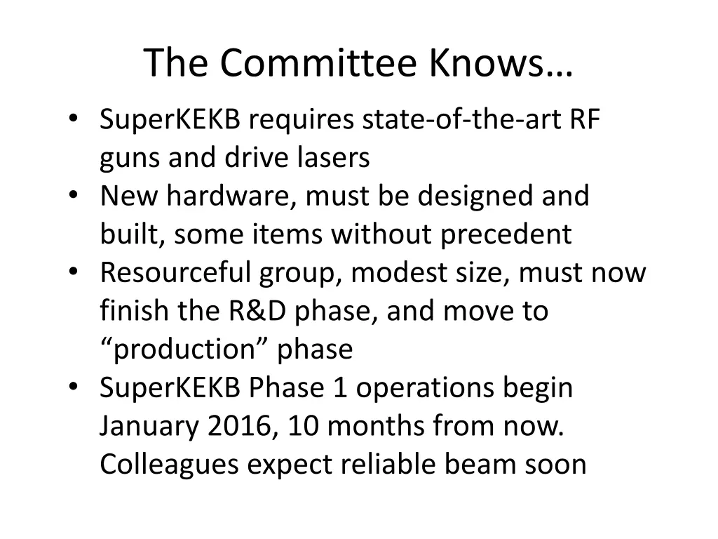 the committee knows