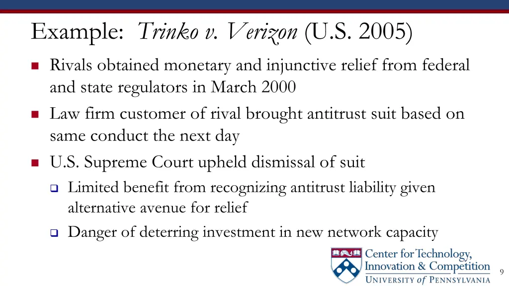 example trinko v verizon u s 2005