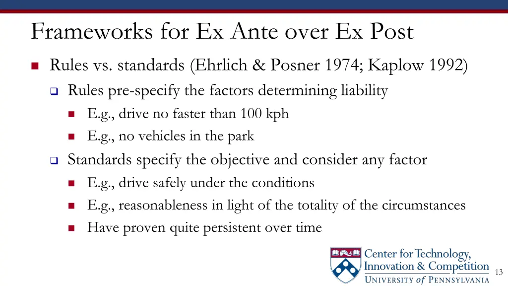frameworks for ex ante over ex post 1