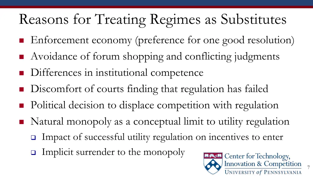reasons for treating regimes as substitutes