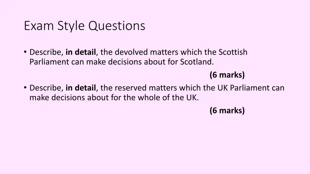 exam style questions