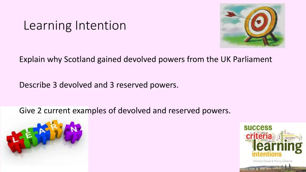 learning intention