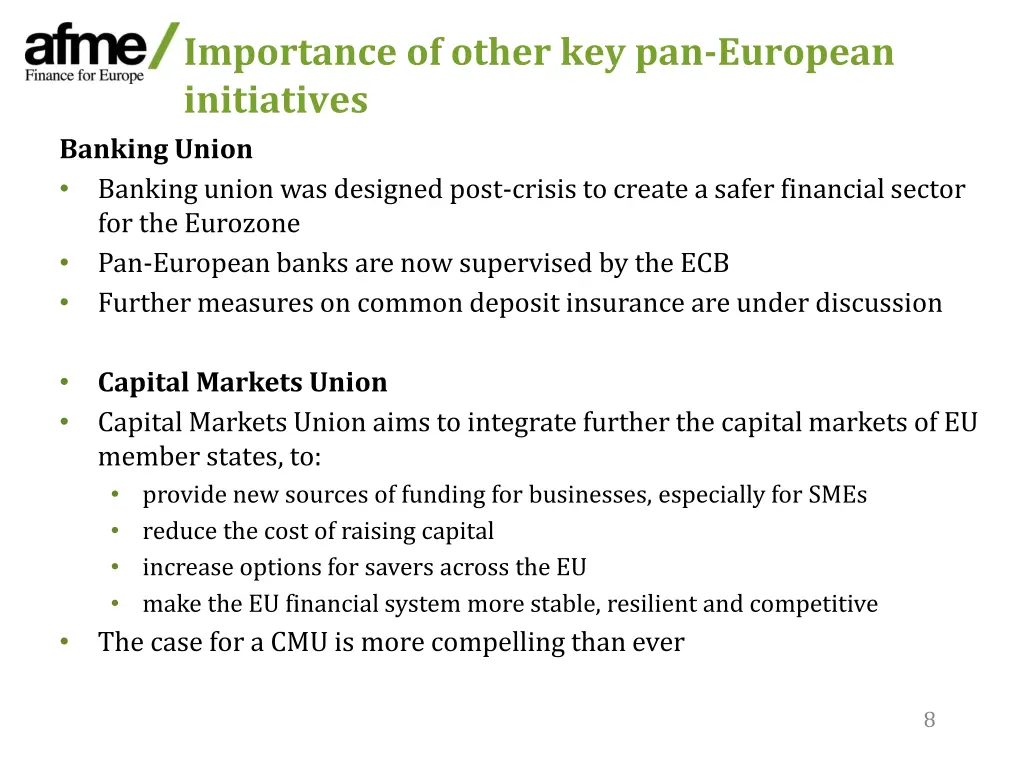 importance of other key pan european initiatives