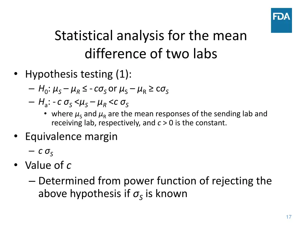 statistical analysis for the mean difference