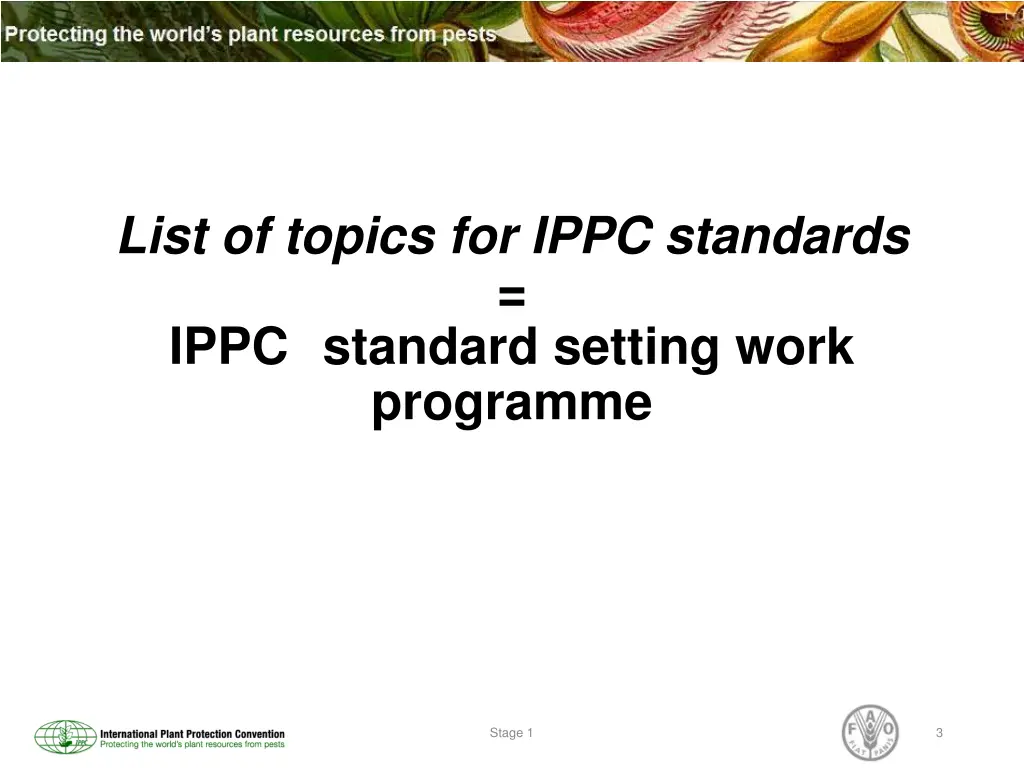 list of topics for ippc standards ippc standard