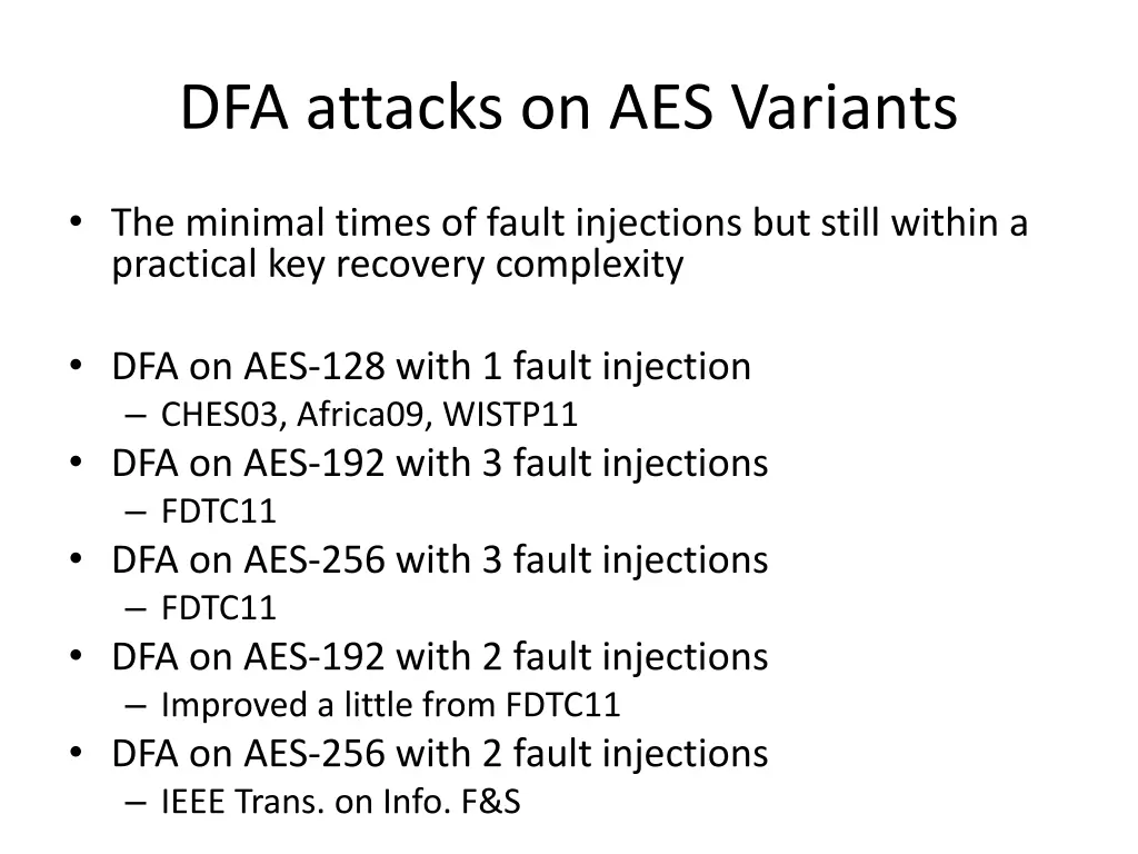 dfa attacks on aes variants