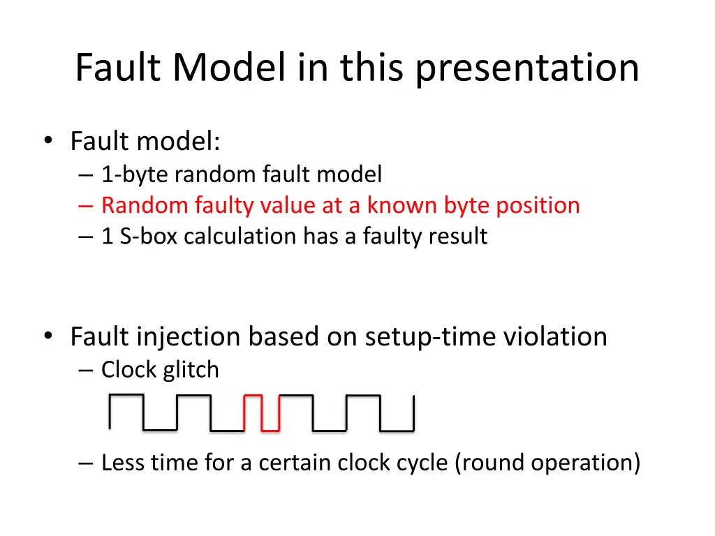 fault model in this presentation