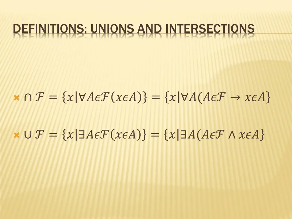 definitions unions and intersections