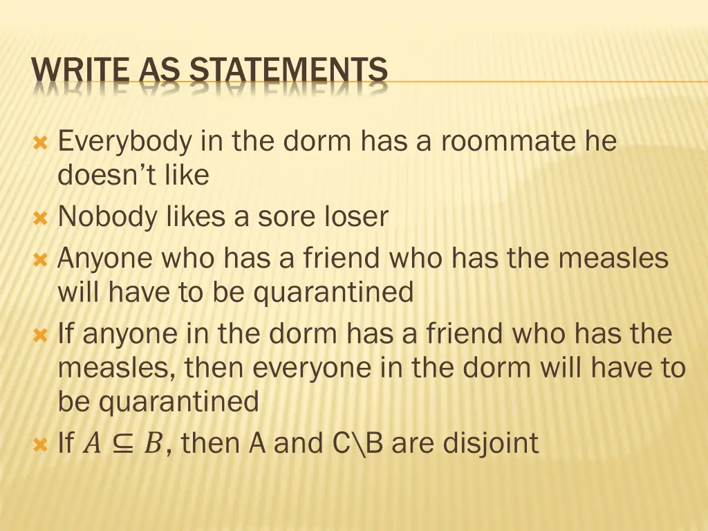 write as statements