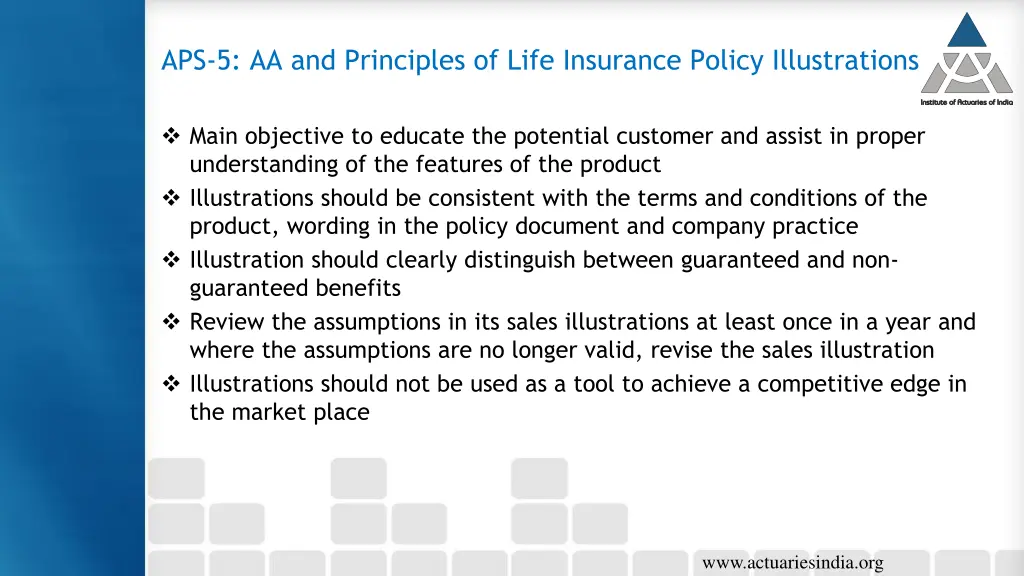 aps 5 aa and principles of life insurance policy