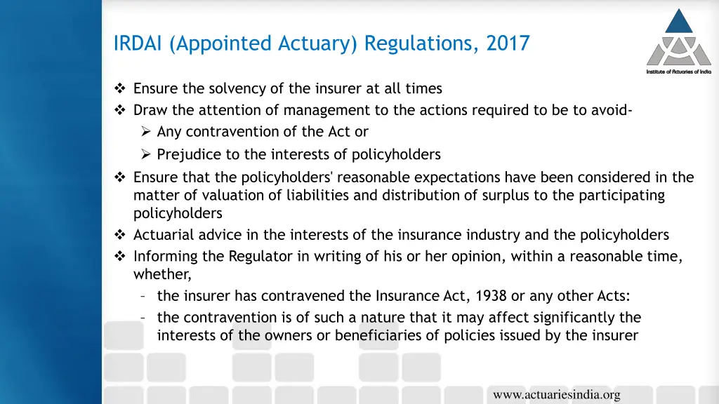 irdai appointed actuary regulations 2017