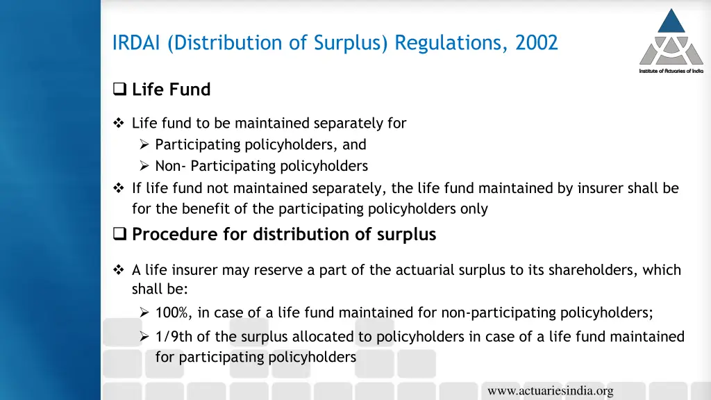 irdai distribution of surplus regulations 2002