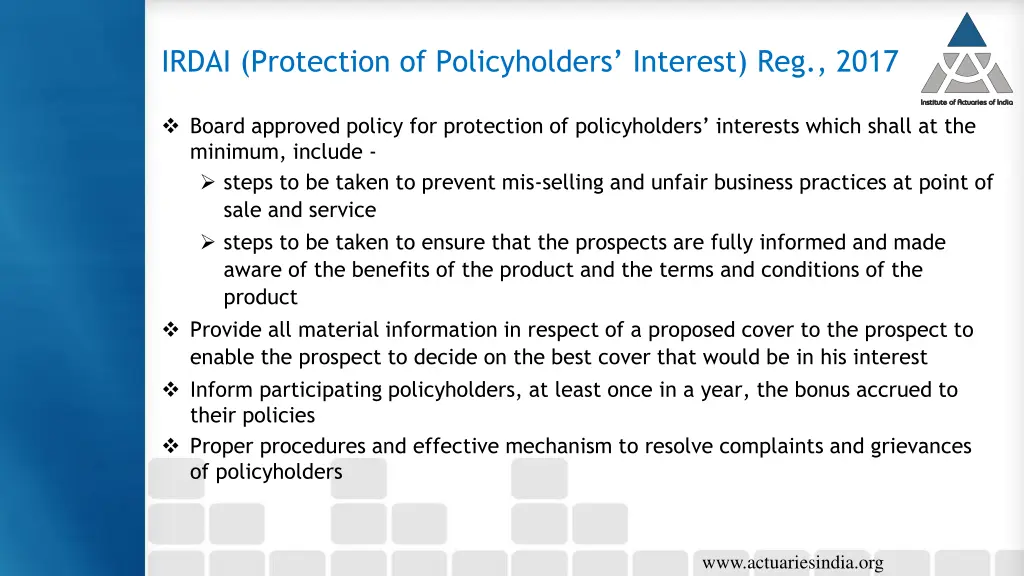 irdai protection of policyholders interest