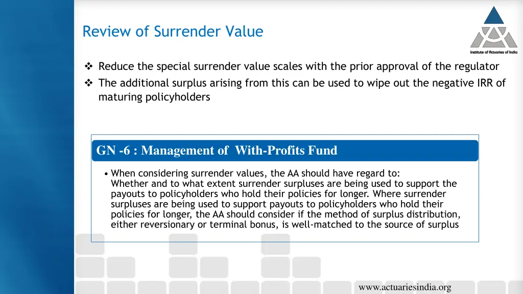 review of surrender value