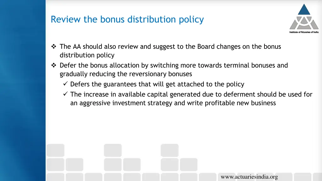 review the bonus distribution policy
