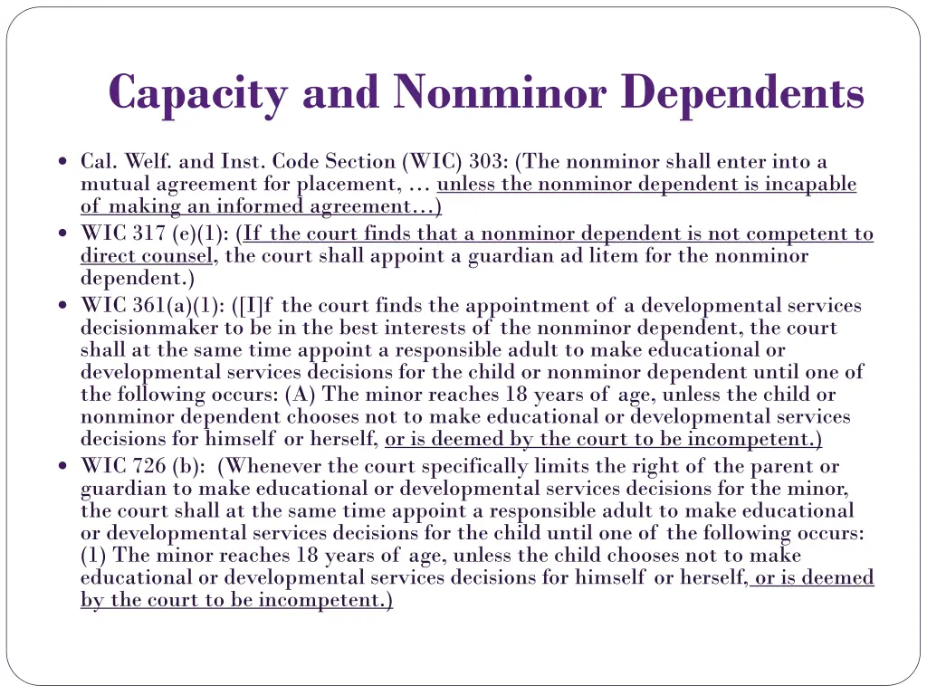 capacity and nonminor dependents 1