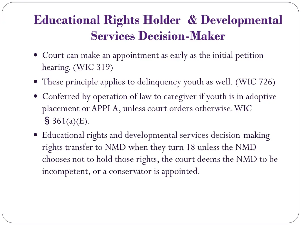 educational rights holder developmental services