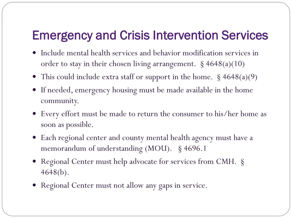 emergency and crisis intervention services