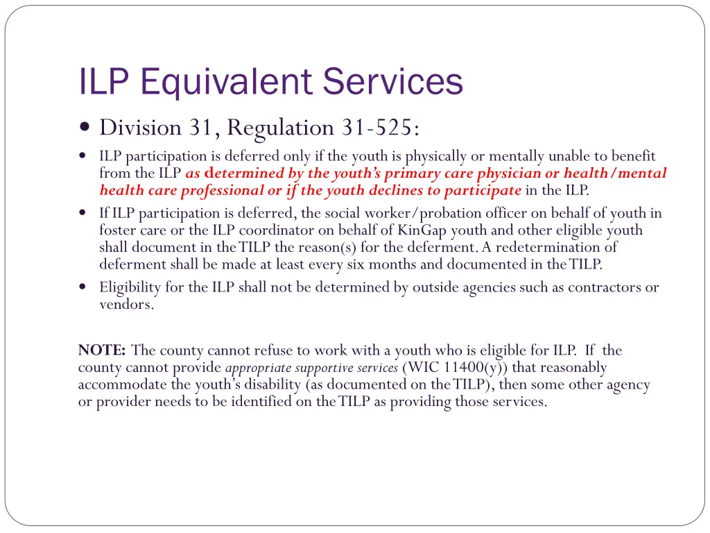 ilp equivalent services division 31 regulation