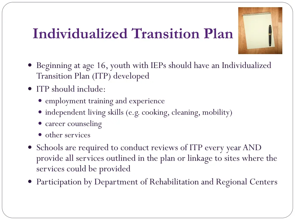 individualized transition plan