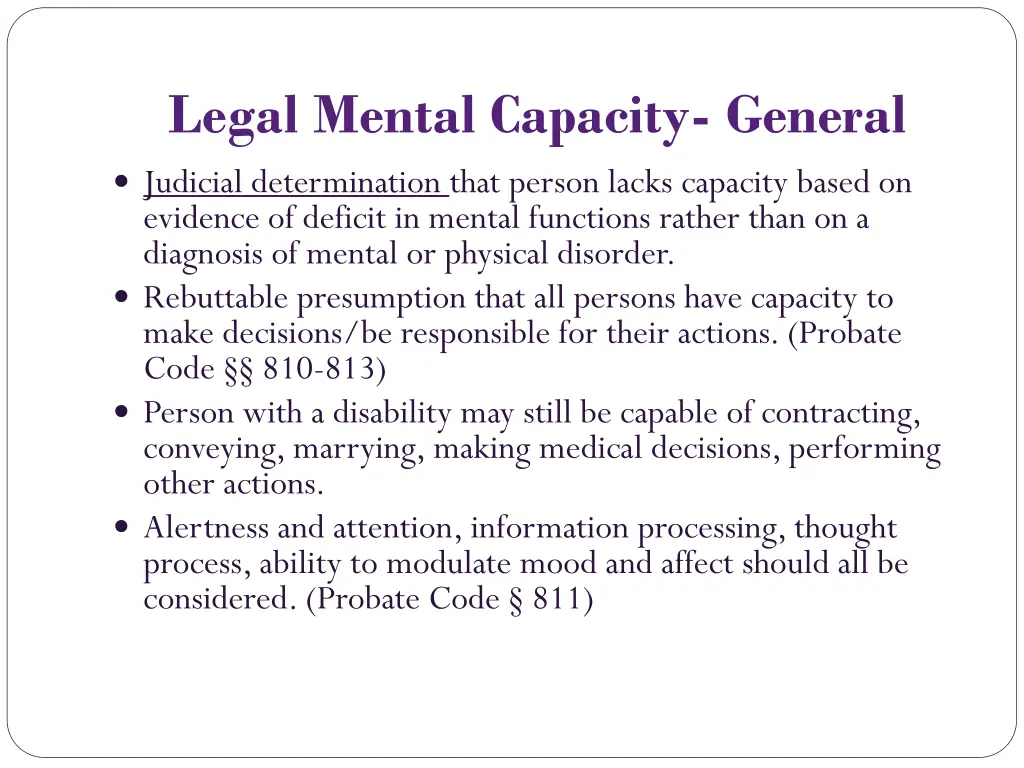 legal mental capacity general judicial