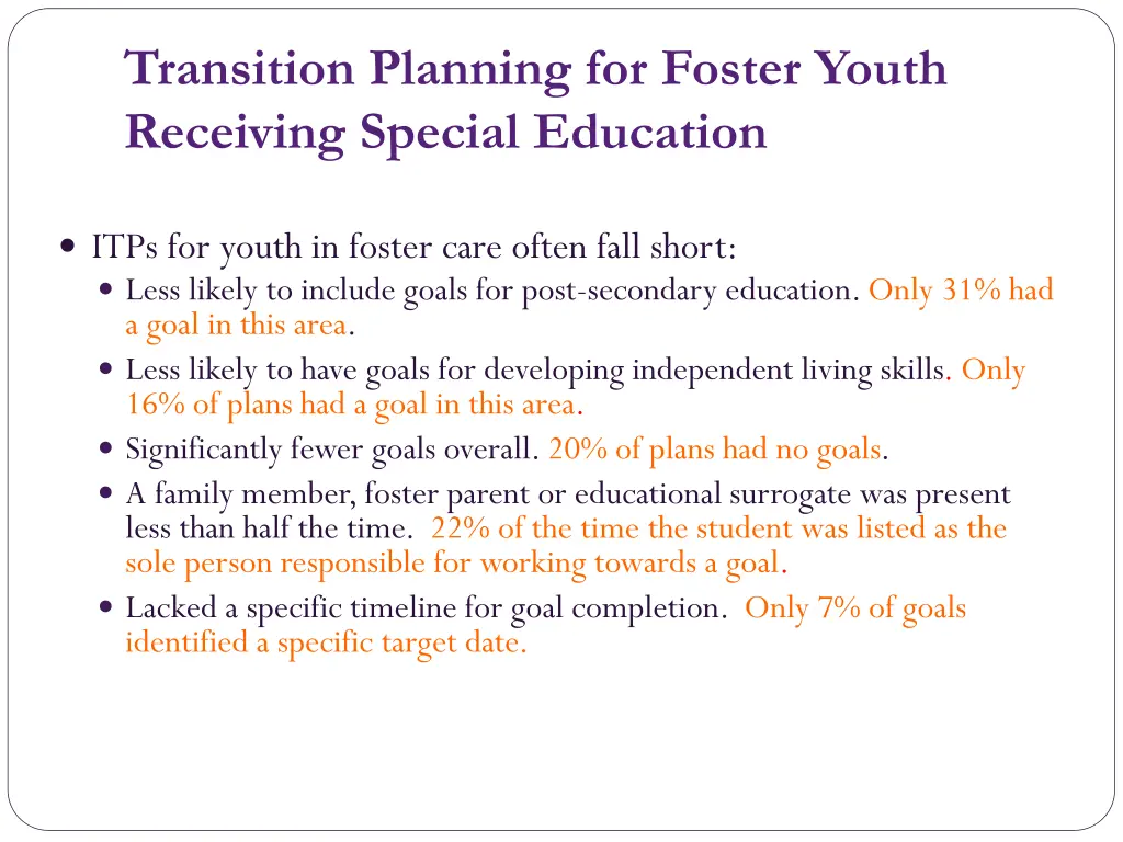 transition planning for foster youth receiving