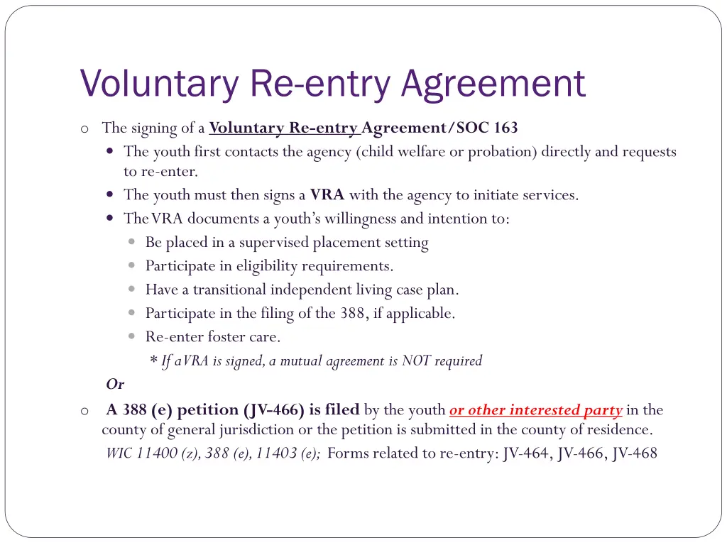 voluntary re entry agreement