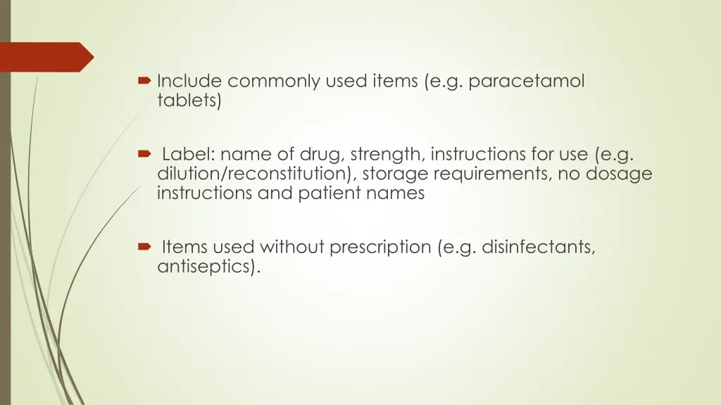 include commonly used items e g paracetamol