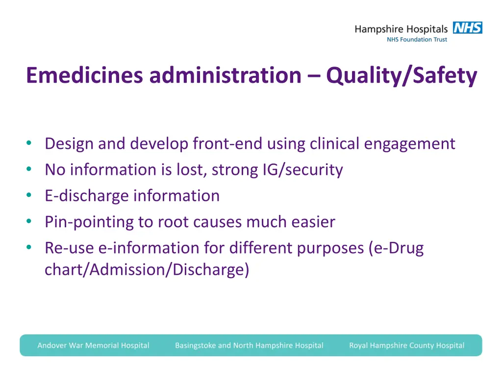 emedicines administration quality safety