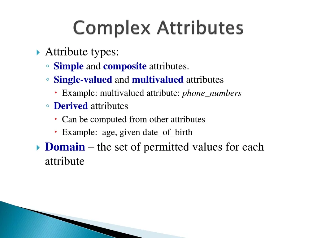 attribute types simple and composite attributes