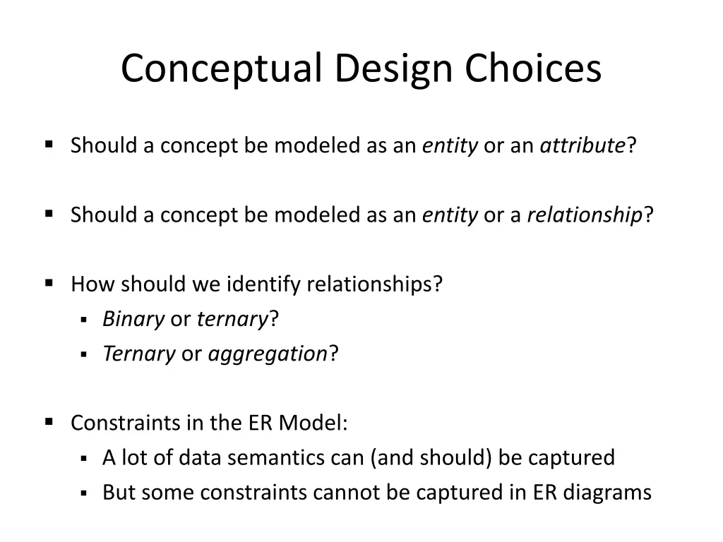 conceptual design choices