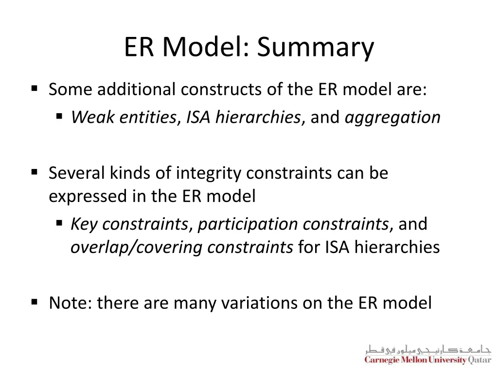 er model summary 1