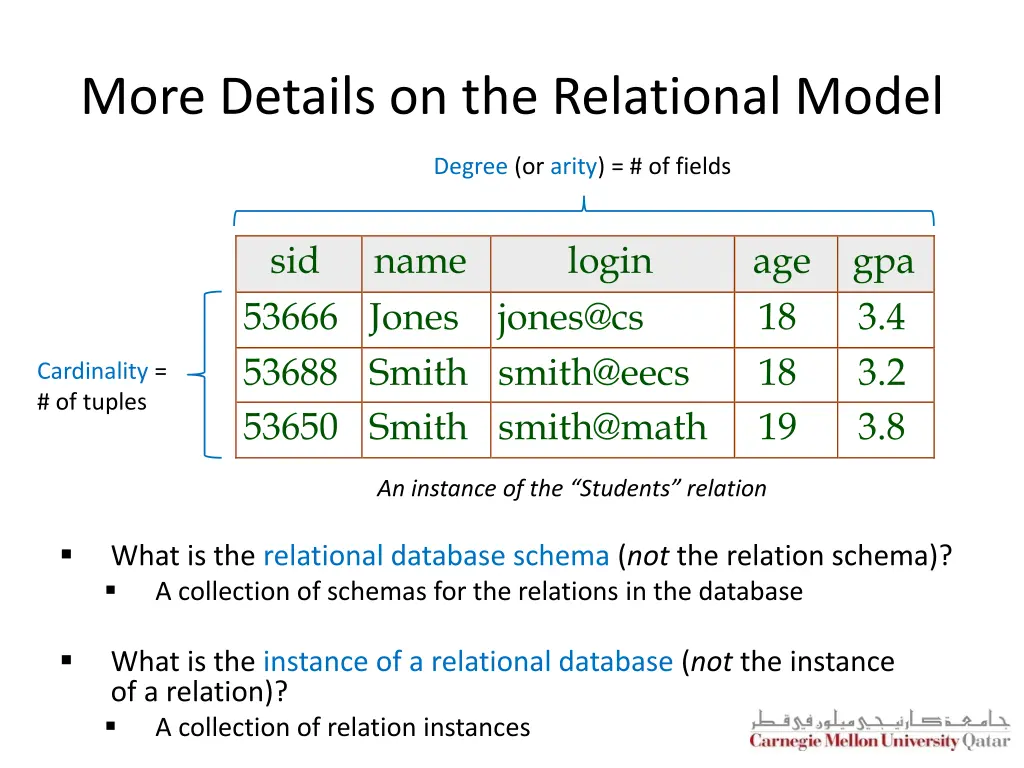 more details on the relational model