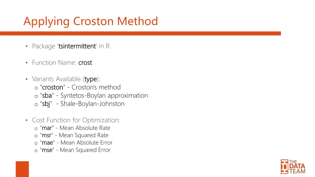 applying croston method